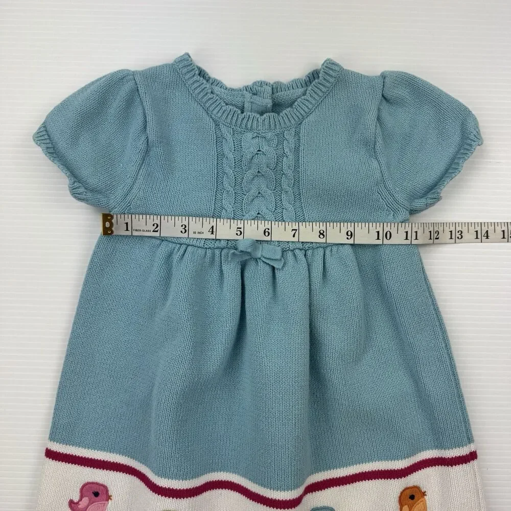 Gymboree Girls Size 4T Sweater Dress Blue Bird Rainbow Knit Cotton
